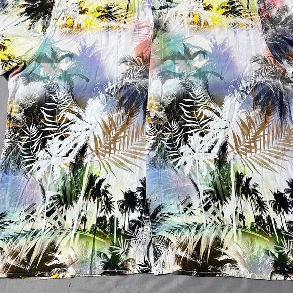 Guess Shirt Men XL Chester Palm Print Rogan Tropical Short Sleeve Button Up - Picture 6 of 9